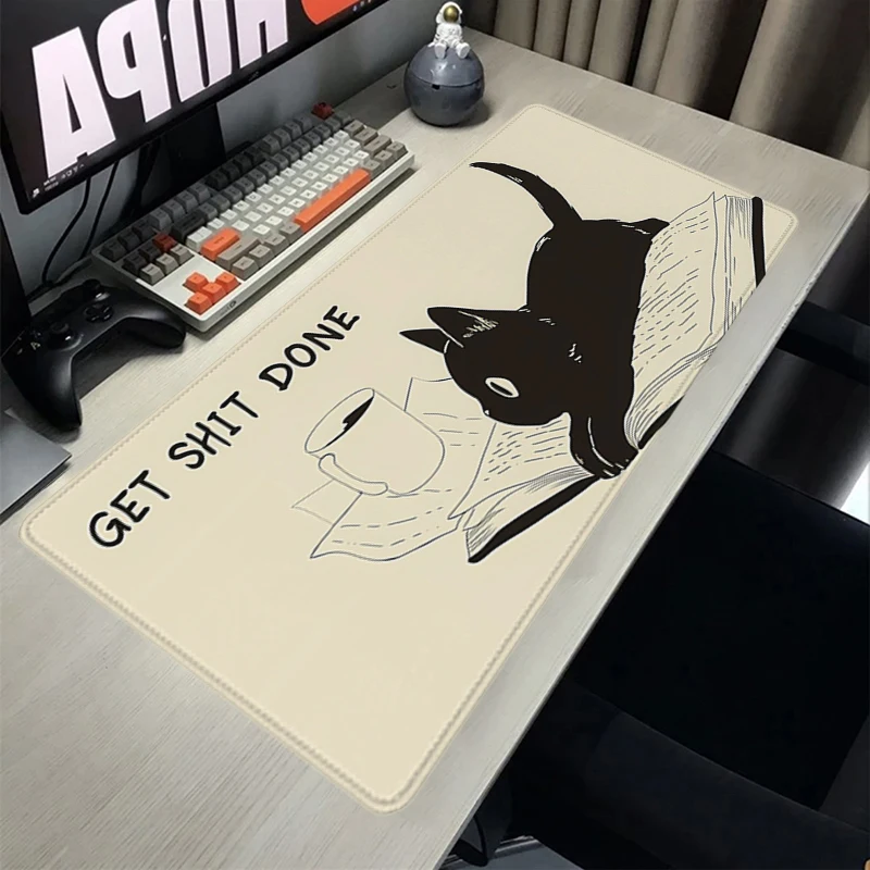 Mousepad Cat Inkwash Painting Gaming Accessory Pc Gamer Cabinet Carpet Office Rubber Computer Desk Mat Locking Edge Keyboard Mat