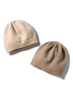 Autumn Winter Women Cashmere 35% Beanie Hat Thick Casual Hat Bottom Pattern Warm Soft Wool Real Pushmina Cap 2