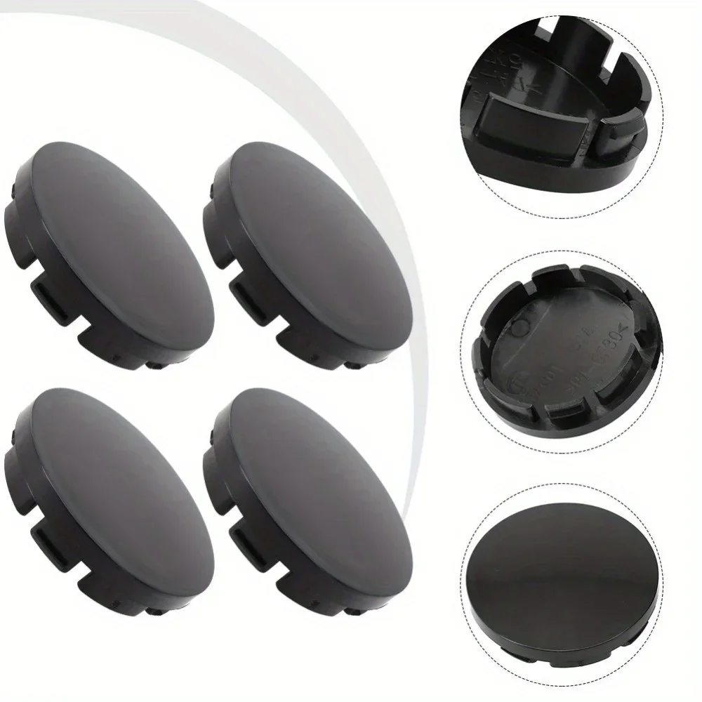 4PCS 55mm/2.17in Car Wheel Center Cap ABS Plastic Black Car Rims Alloy Wheel Center Hub Centre Cap Car Accessories