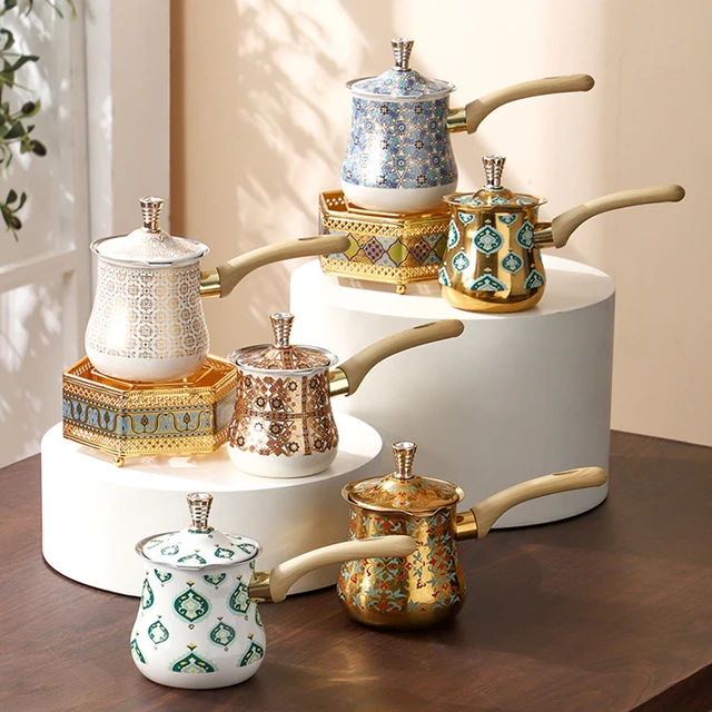 Middle Eastern stainless steel milk pot, Turkey long handled coffee pot, Small complementary food pot for home kitchen, 720ml 2