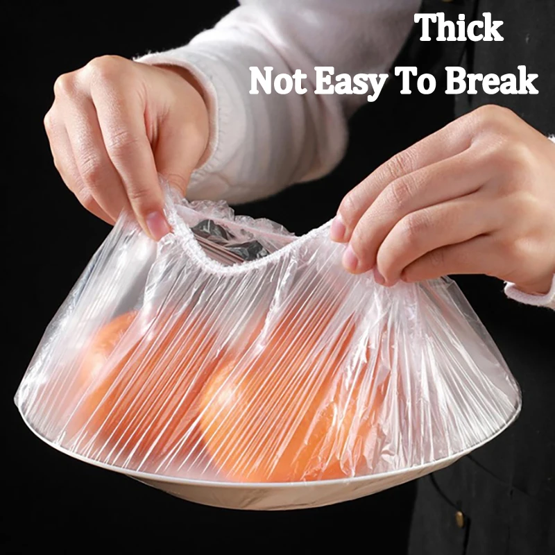 Disposable Food Cover Plastic Wrap Food Lids for Fruit Bowls Cups Fresh Seal Kitchen Fresh Keeping Saver Bags
