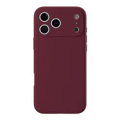 Ultrathin Non - Slip Green Phone Case with Camera Protector Lens - iPhone 15 Pro Max (Plum red)
