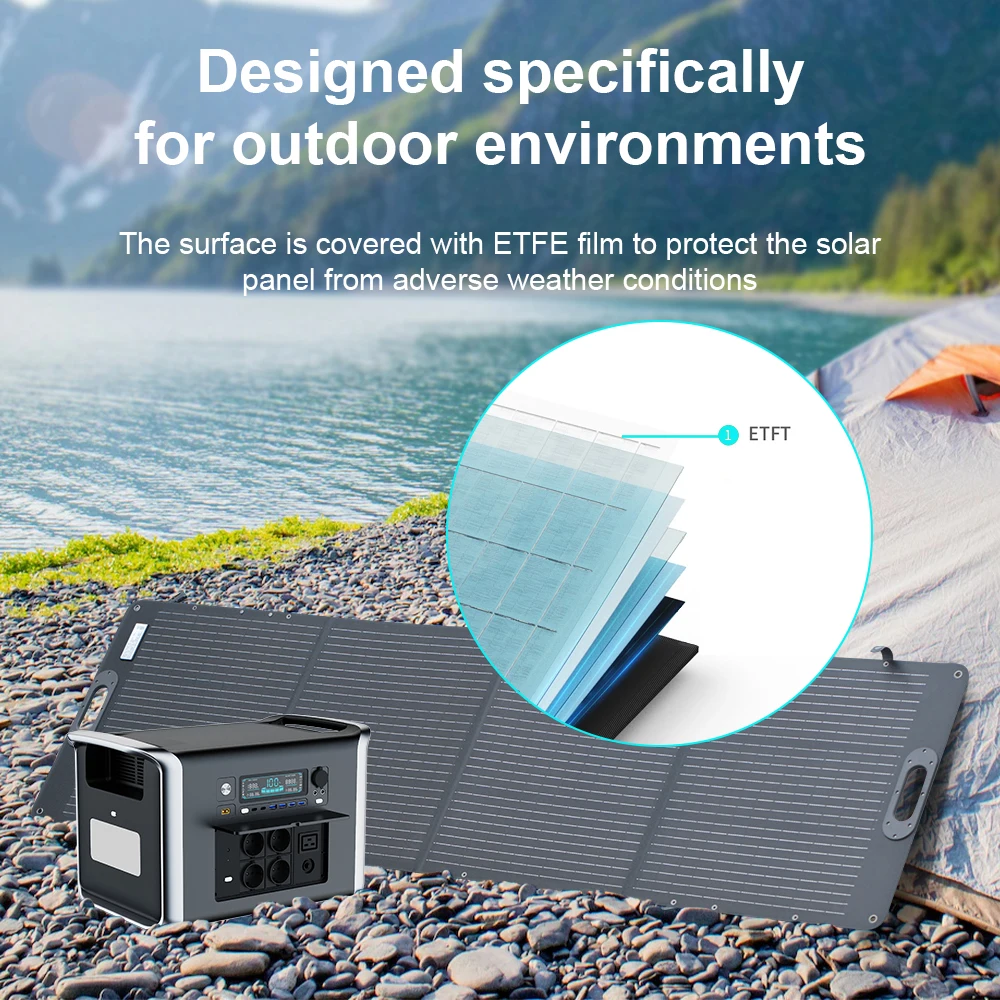 ETFE 접이식 태양 전지 패널 캠핑 태양광 발전기, 휴대용 발전소, 220V AC 콘센트 배터리, 2400W, 1800W, 1000W, 600W