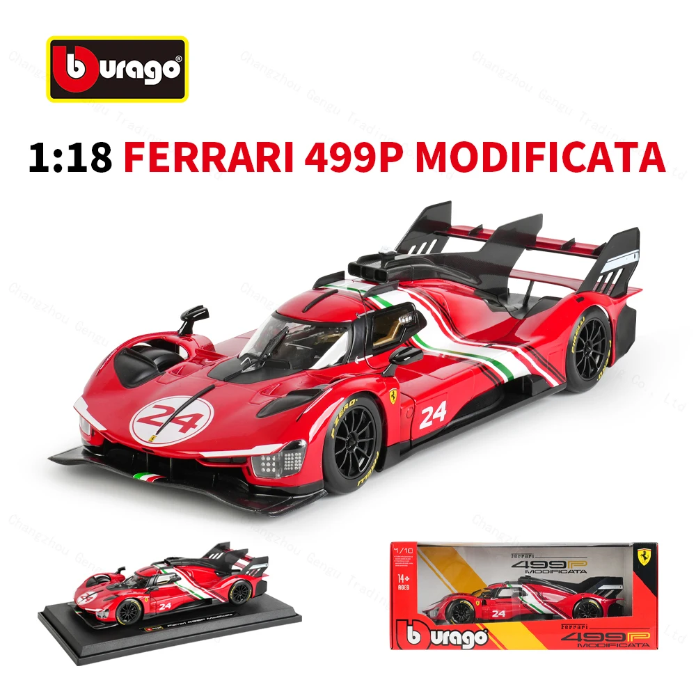 מכונית מודל סטטית מתכתית מודפסת Bburago 1:18 Ferrari 499P Modificata Racing Formula
