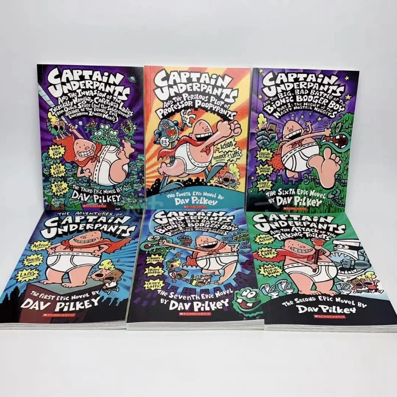 12 Books/set The Gigantic Collection of Captain Underpants By Dav Pilkey  English Story Books Set Comic Book for Children