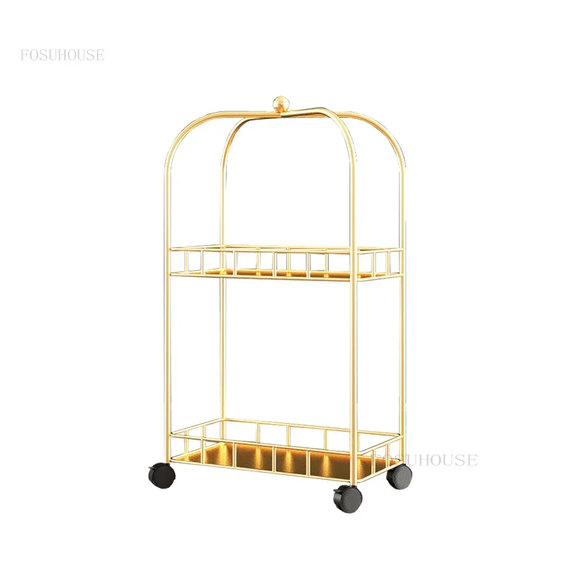 Wrought Iron Hotel Home Furniture Kitchen Islands Luxury Restaurant Bathroom Storage Cart Creative Coffee Shop Bar Trolleys L