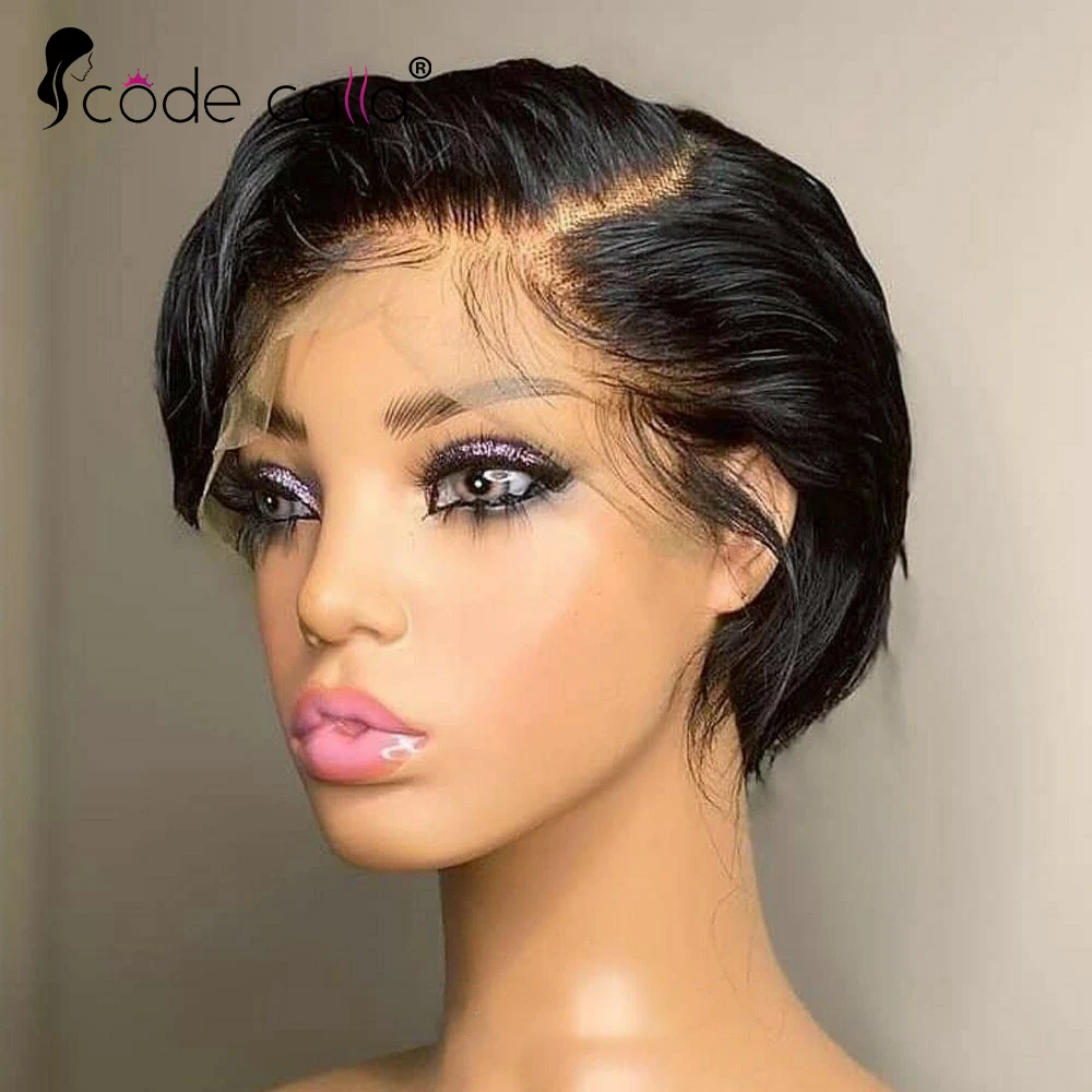 Pixie Cut Wigs Straight Short Bob Wig Transparent Lace Human Hair Wigs For Women T Part Lace Wig Preplucked Brazilia Human Hair