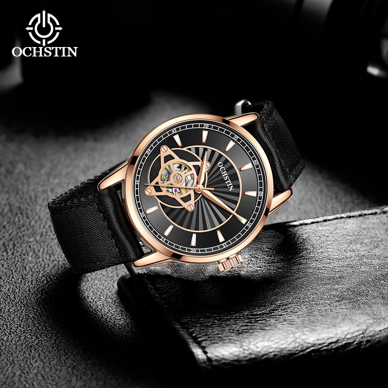 ochstin new 2024 creative creative nylon series simple fashion watches skeleton mechanical movement men's mechanical watches