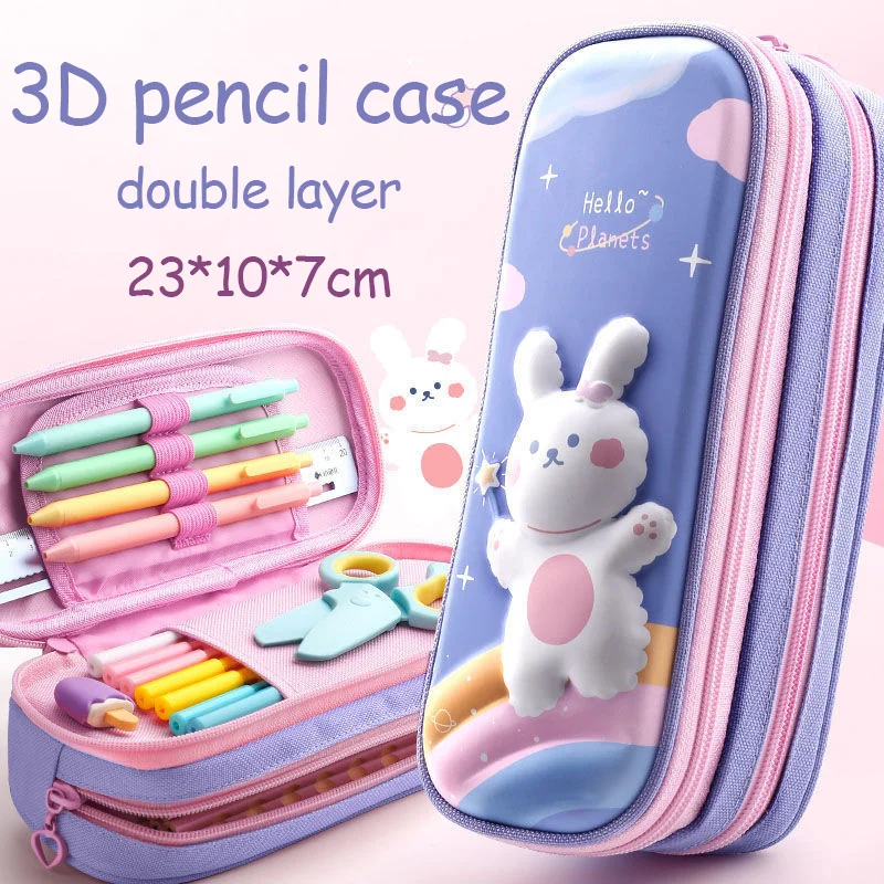 

Двухслойный чехол для карандаша 3D EVA Kawaii Мультфильм большая емкость Водонепроницаемый чехол школьный карандаш фотография подарочная коробка