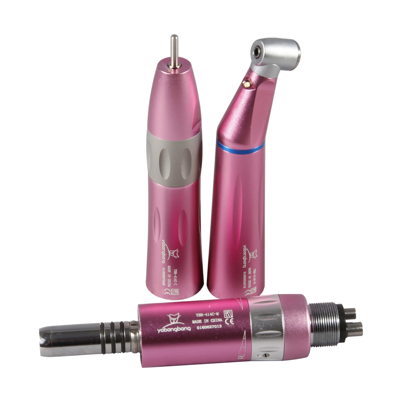 

NSK Style Dental LED Internal Water Low Speed Contra Angle/Straight/Air Motor Handpiece Kit 4H Pink