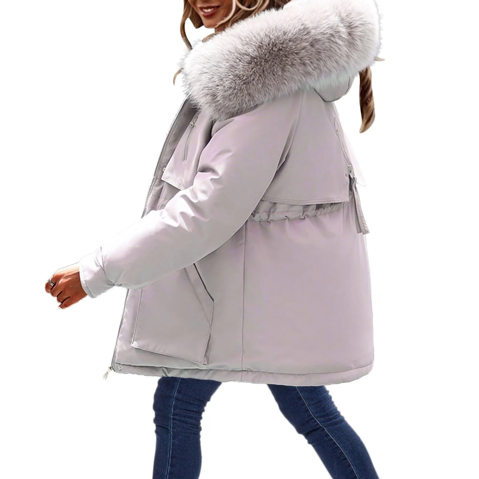 Parka Women 2022 Daily Winter Coat Lapel Collar Long Sleeve Jacket Vintage Thicken Coat Jacket Warm Hooded Thick Padded Parka