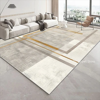 Modern Golden Geometry Area Rug 1