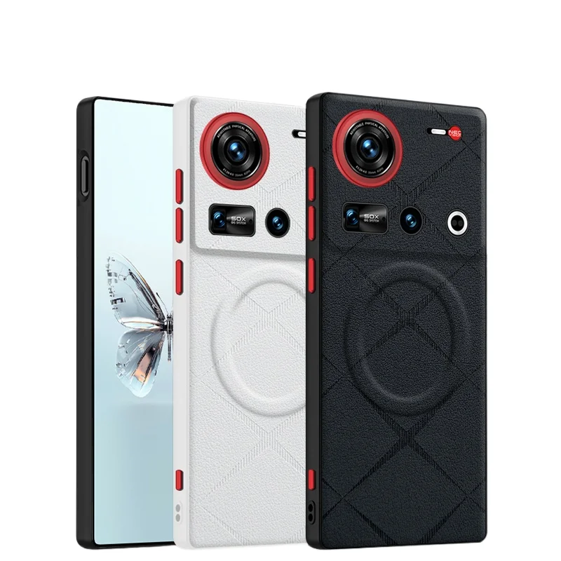 Luxury Magnetic PU Leather Line Texture Hard Cover with Metal Button