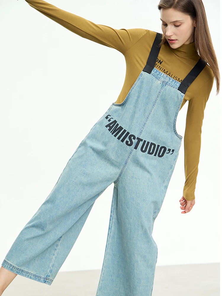 AMII Minimalism Women's Jumpsuit Printting 2023 Autumn New Hong Kong Style Casual Ankle-length Loose Female Trousers 12343165