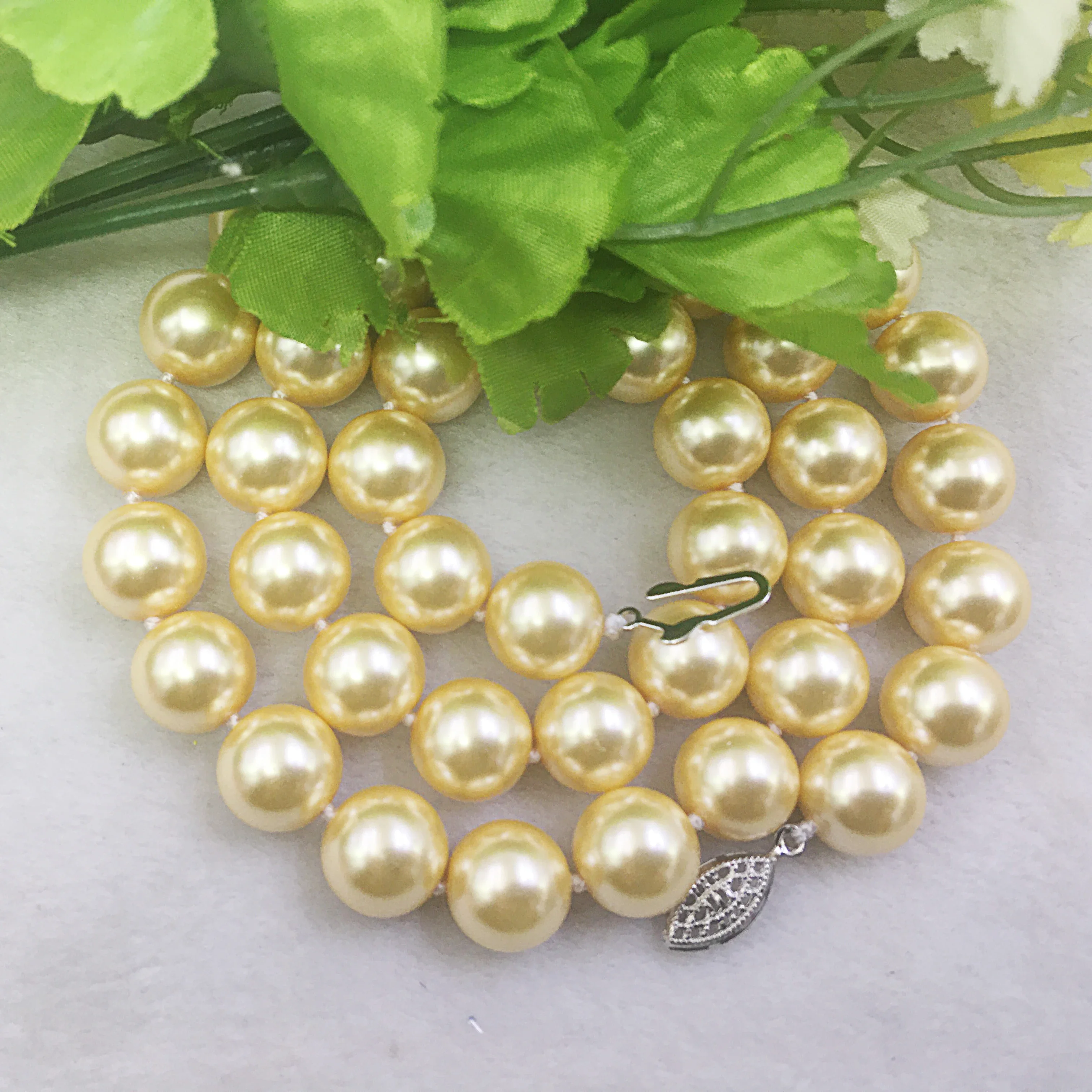 DIY 12mm Gold Color South Sea Shell Pearl Necklace 18inches