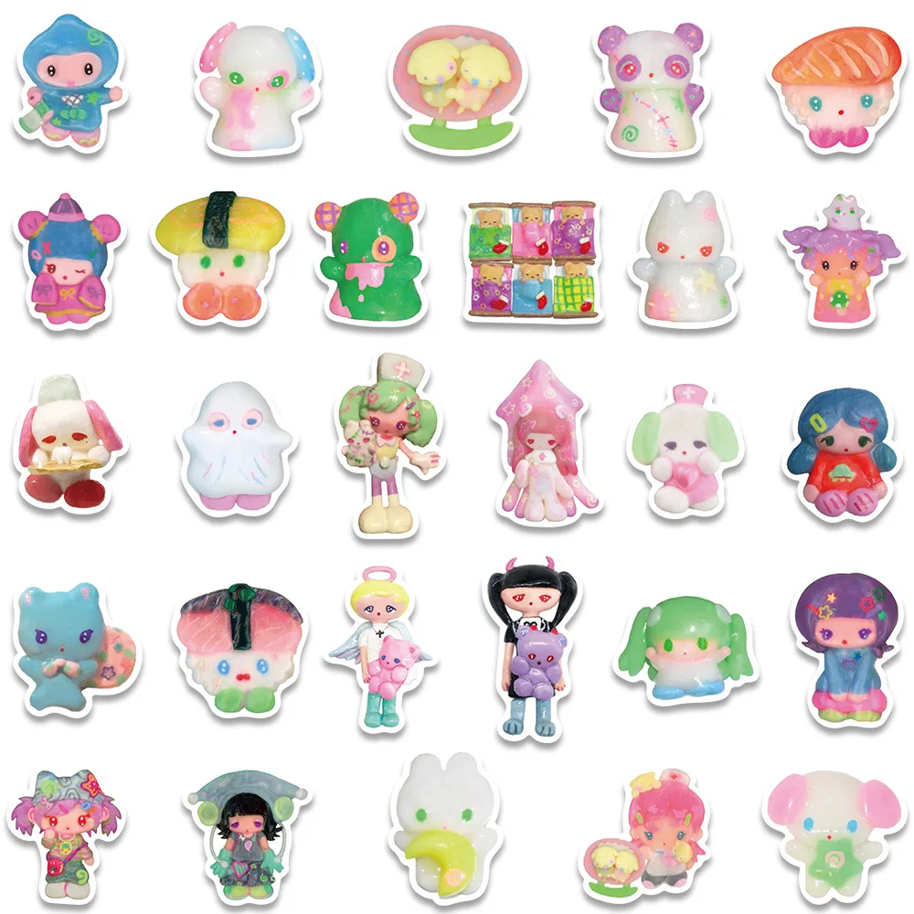 56PCS 3D 크리스탈 클레이 소녀 귀여운 스티커 스케이트 보드 노트북 냉장고 전화 기타 수하물 데칼 스티커 어린이 장난감