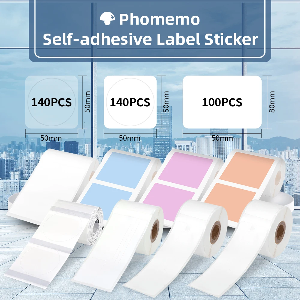 Phomemo M110/M200/M220 Platz Thermische Papier Multi-Zweck Selbst-Adhesive Label für Barcode Label, DIY Logo Design, Jar Label