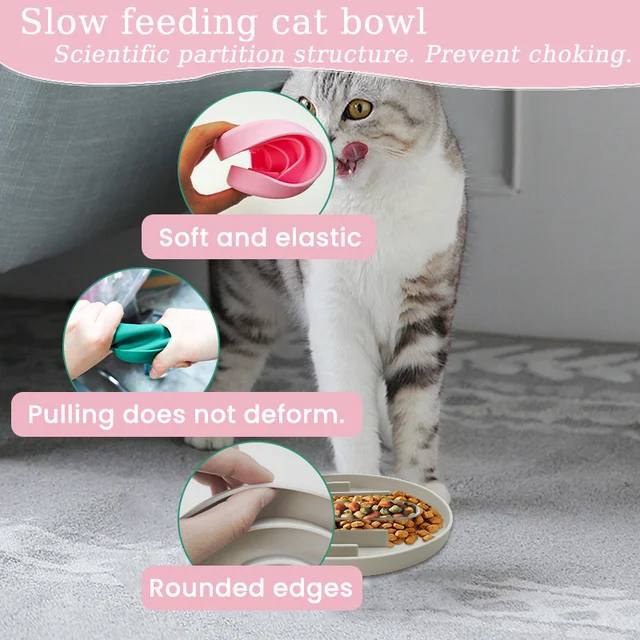 Pet Slow Feeder Bowl Cat Dog Silicone Non slip Slower Food Feeding Dishes Durable Pet Bowl for Large Medium Small Dogs Puppy 4