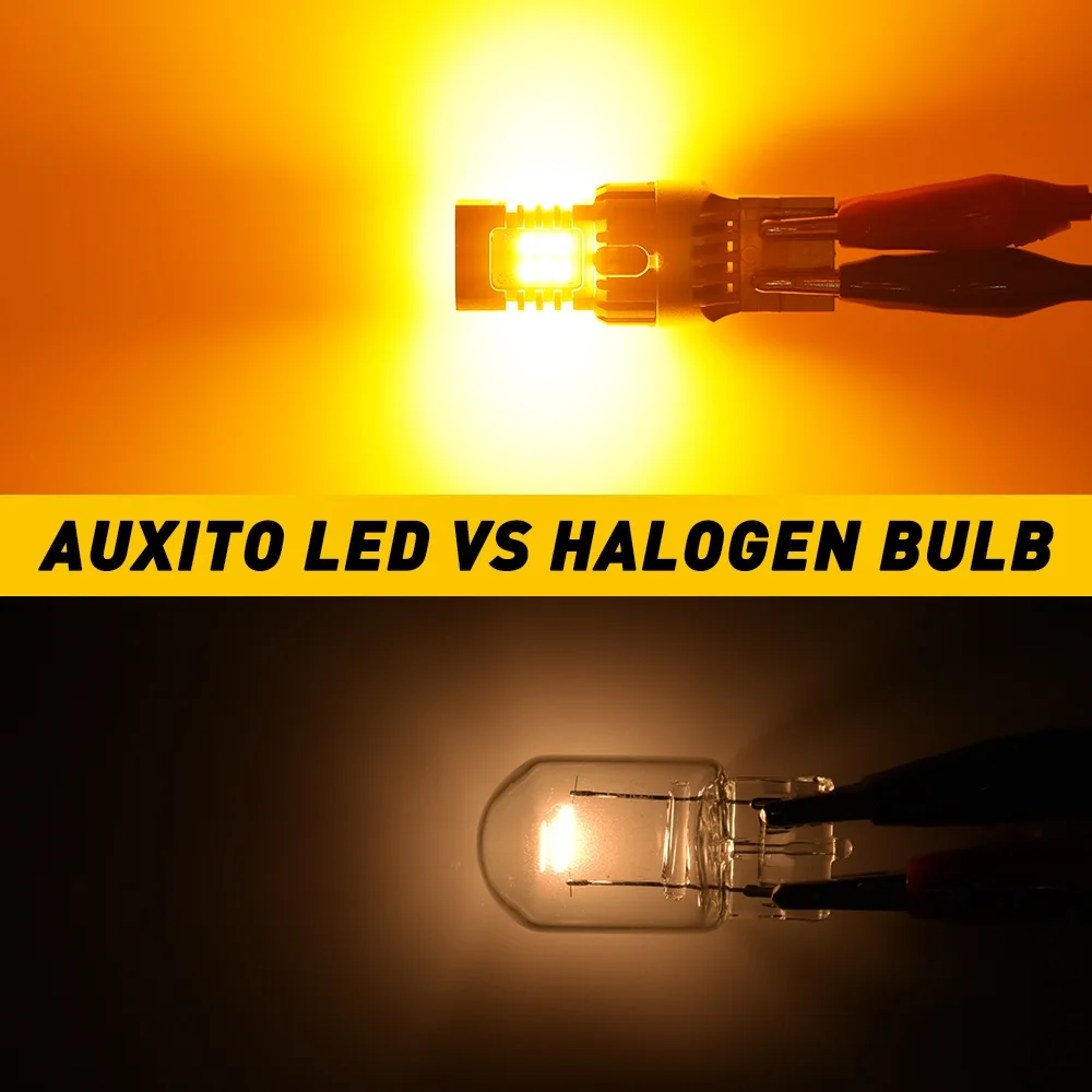 AUXITO 2 sztuk T20 LED Canbus nie Hyper Flash W21W WY21W 7440 7440NA LED Amber światło kierunkowskazów żarówki wolne od błędów lampa samochodowa 12V