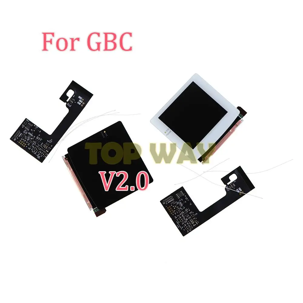 게임보이 컬러 V2.0 2.0 백라이트 로고 게임네상스용 교체품, 닌텐도 GBC 스크린 라미네이트 IPS LCD 패널 키트, 10 세트