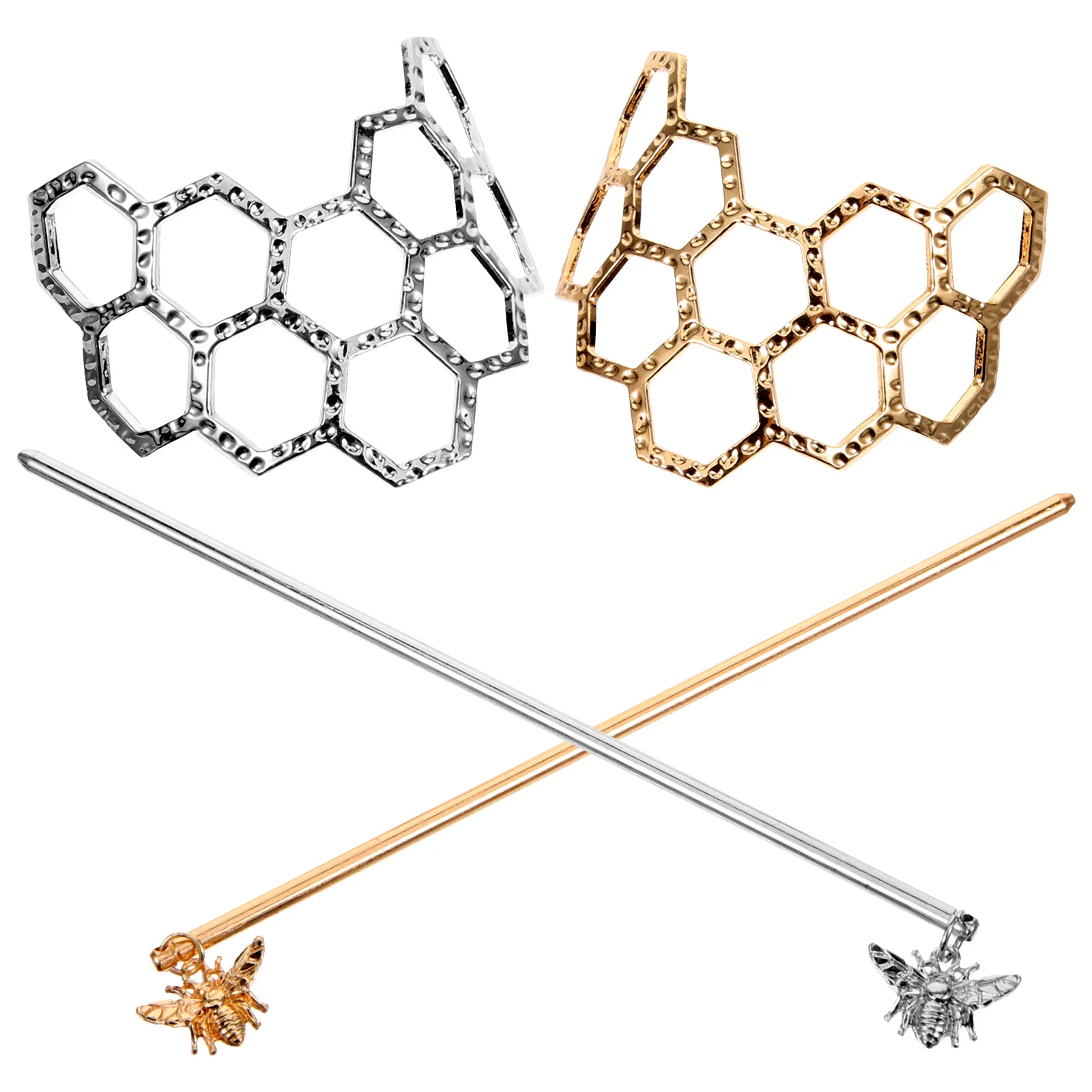 

2 Pcs Honeycomb Alloy Hairpin Accessories for Professional Hairstyles Clip Metal Bun Cage Wedding