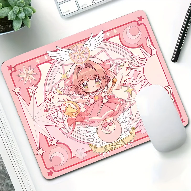 Compact Pink Anime Gaming Mouse Pad - Desk Protector & Keyboard Mat (18x22CM)