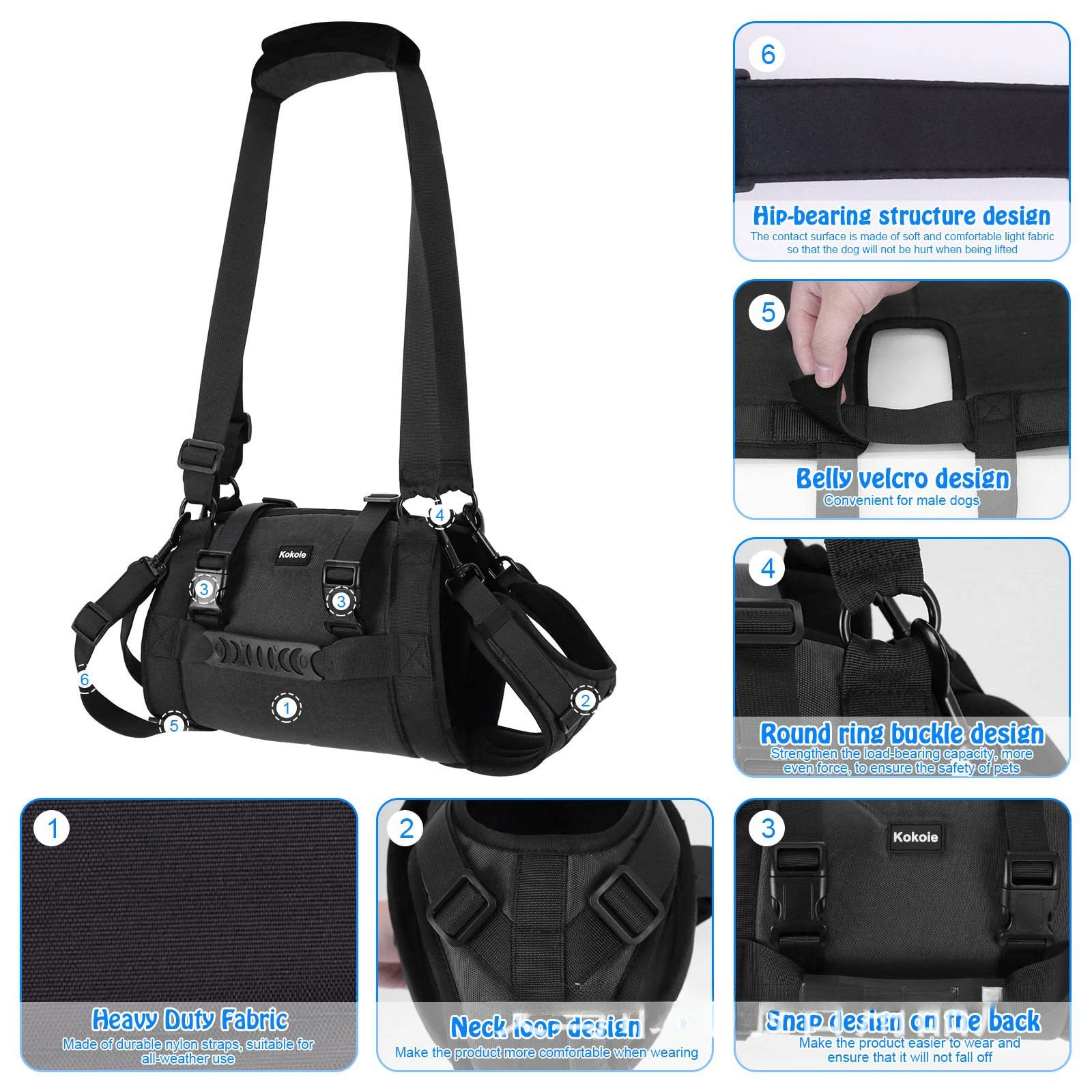 Portable Dog Sling for Back Legs Hip Support 2
