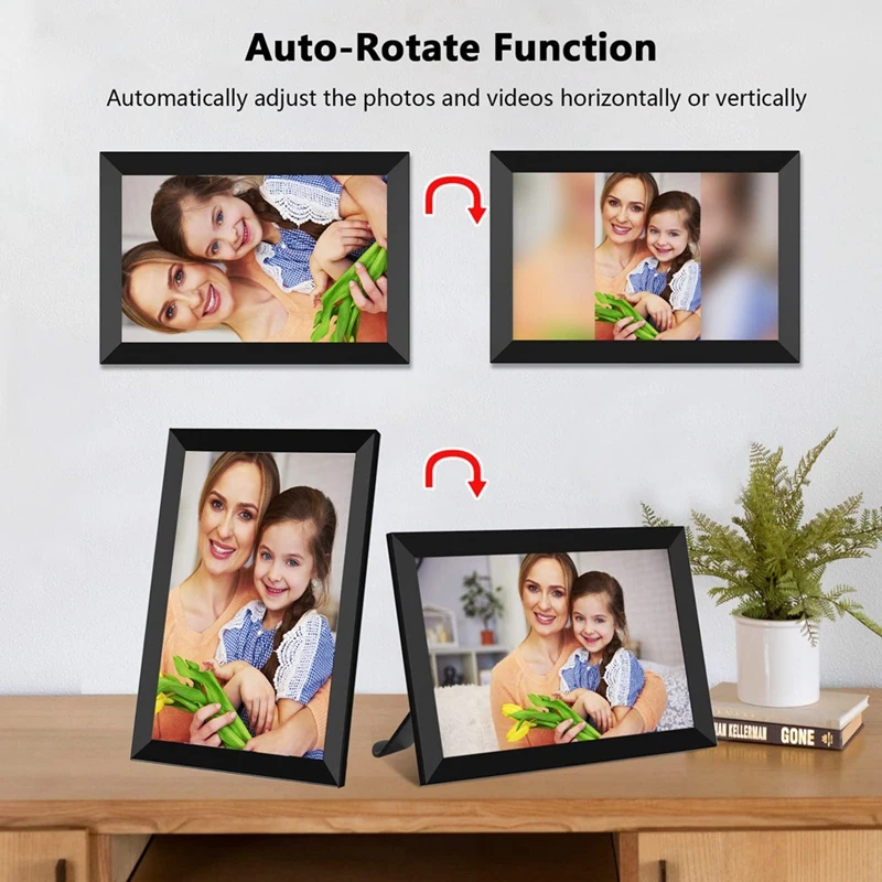 10.1인치 스마트 WiFi 디지털 사진 프레임 1280X800 IPS LCD 터치 스크린, 자동 회전 세로 및 가로 모드 - 미국 플러그-A32R