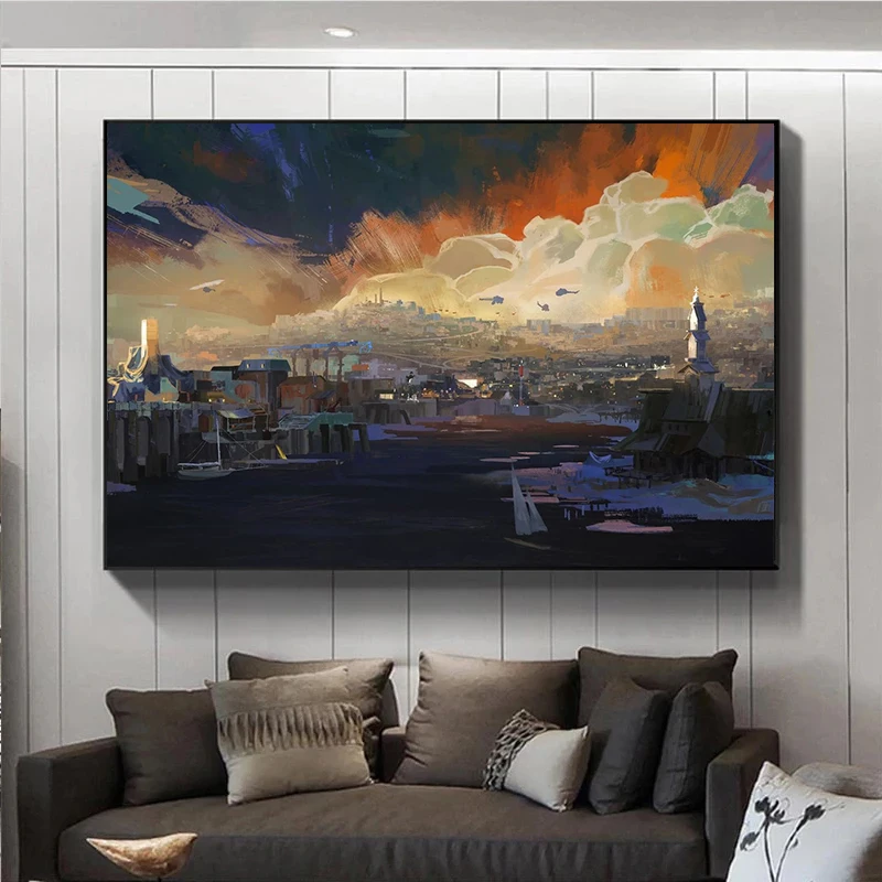 

Abstract Landscape Key Art Skyline Poster and Prints Canvas Painting Wall Art Pictures for Living Room Cuadros Home Decoration