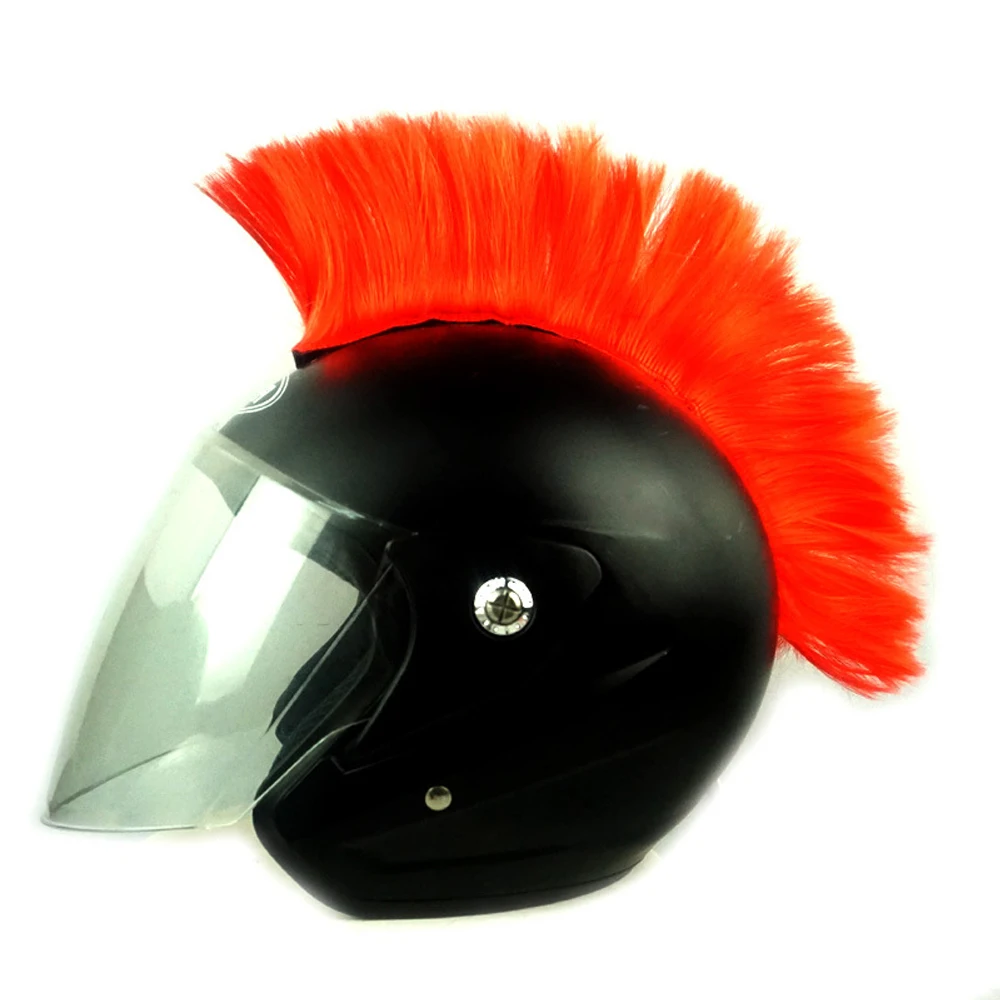 Mohawk Cuttable Helmet Decor Wig Detachable Pruiken Kleurrijke Hanekam Motocross Bright Color Helmet Mohawk Helmet Supplies