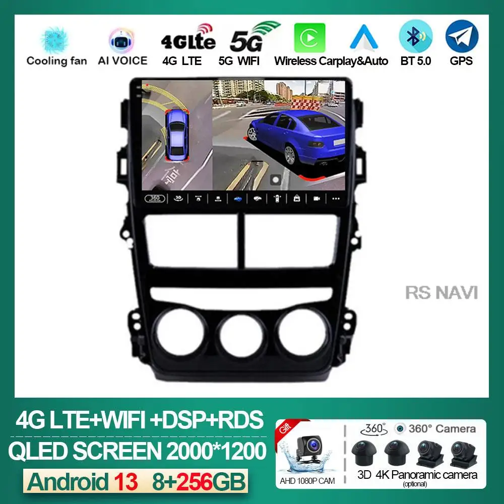 

Android 13 For Toyota Vios Yaris 2018 2019 2020 Autoradio Car Radio Stereo Video Multimedia Player Qled Display GPS Navigation
