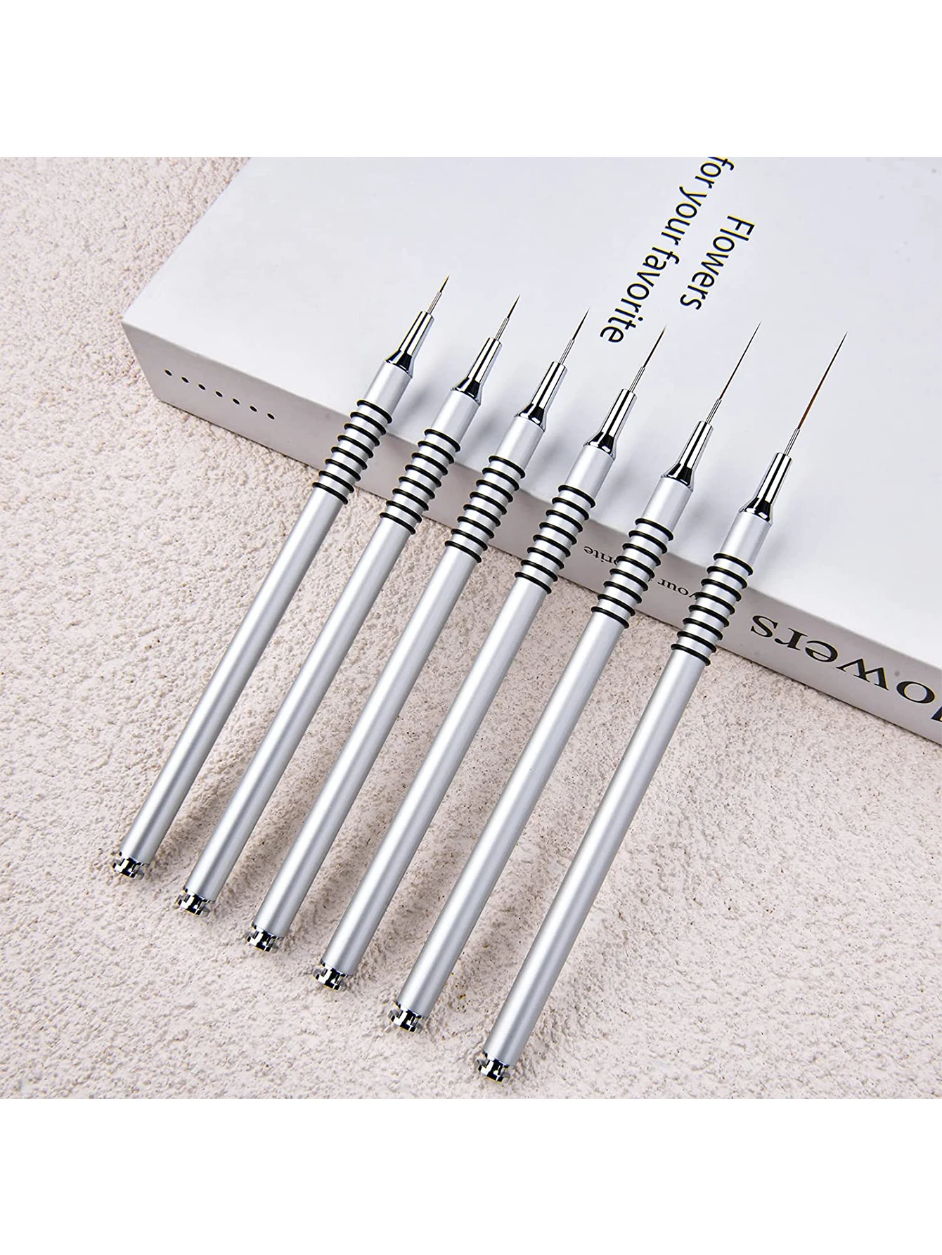 6Pcs Nail Art Liner Brushes Set-Silver
