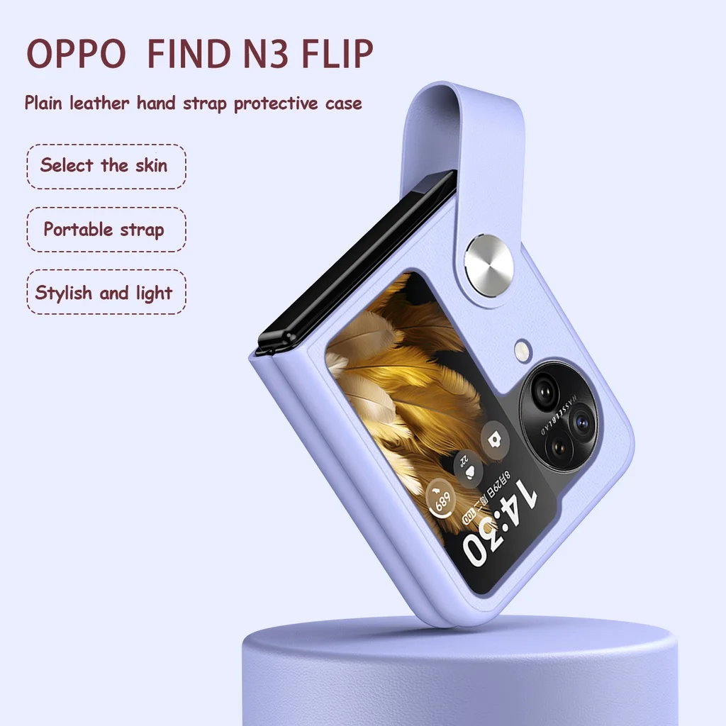 Case For OPPO Find N3 Flip 5G Case High-quality Leather Hand Strap Stand Phone For Find N3 Flip Cases Protection Back Cover