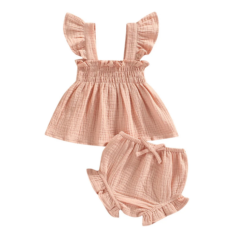 Newborn Short Sets Baby Girl Clothes Summer Outfit 2023 Ruffles Fly