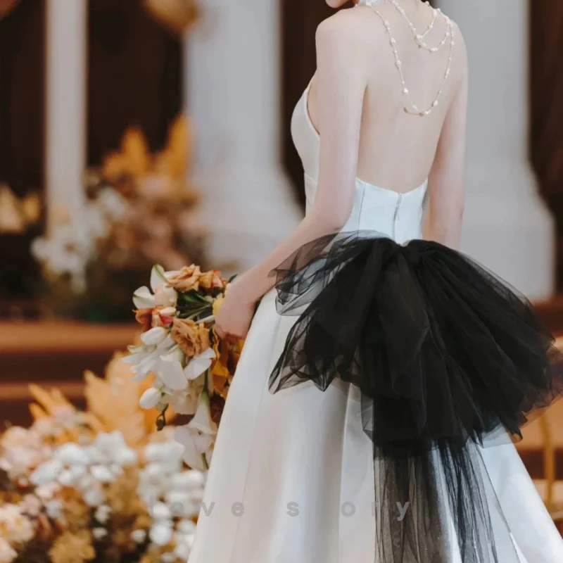 Bride Bow Accessories Detachable Long Tail Tulle Women Wedding Dress Party Dress Accessories Multiple Colors