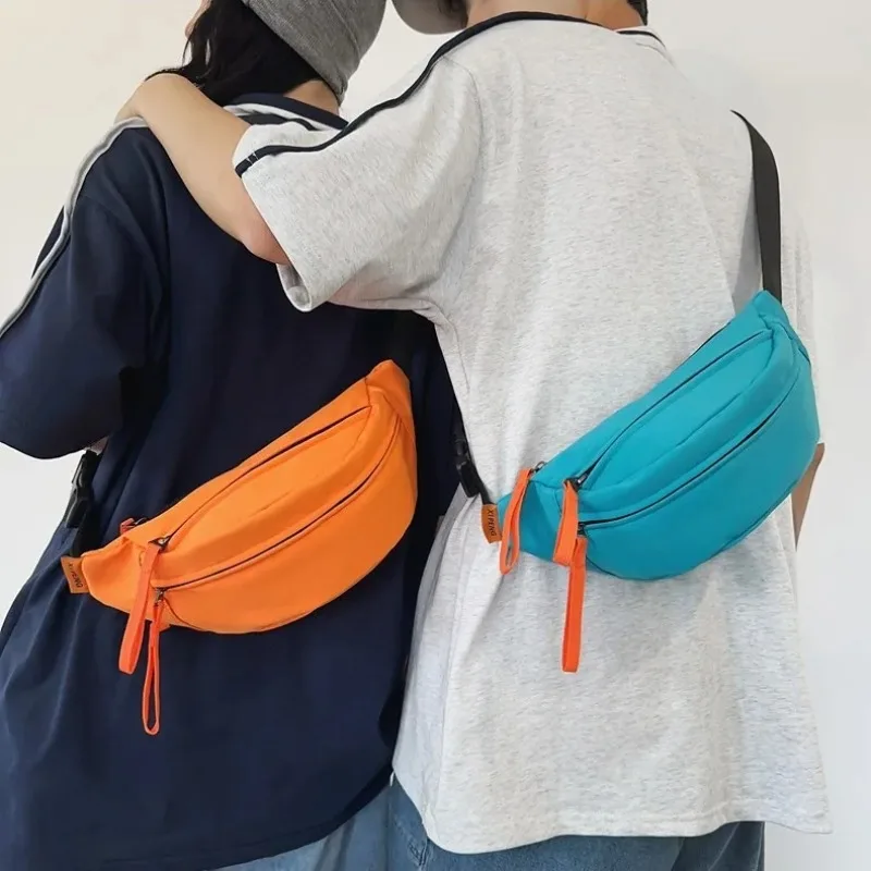 Borsa da petto da uomo, borsa sportiva piccola di tendenza, borsa a tracolla casual da viaggio, borsa da vita unisex per cellulare, borsa a tracolla in nylon da donna