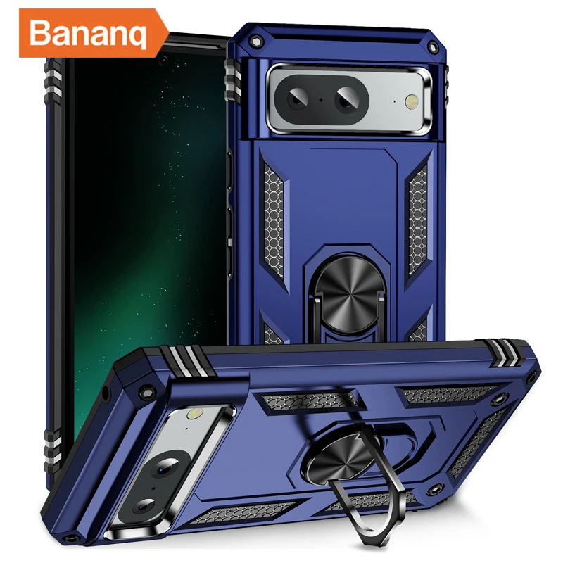 Shockproof Metal Finger Ring Bracket Armor Case with Magnetic Car Holder - Premium Phone Cover