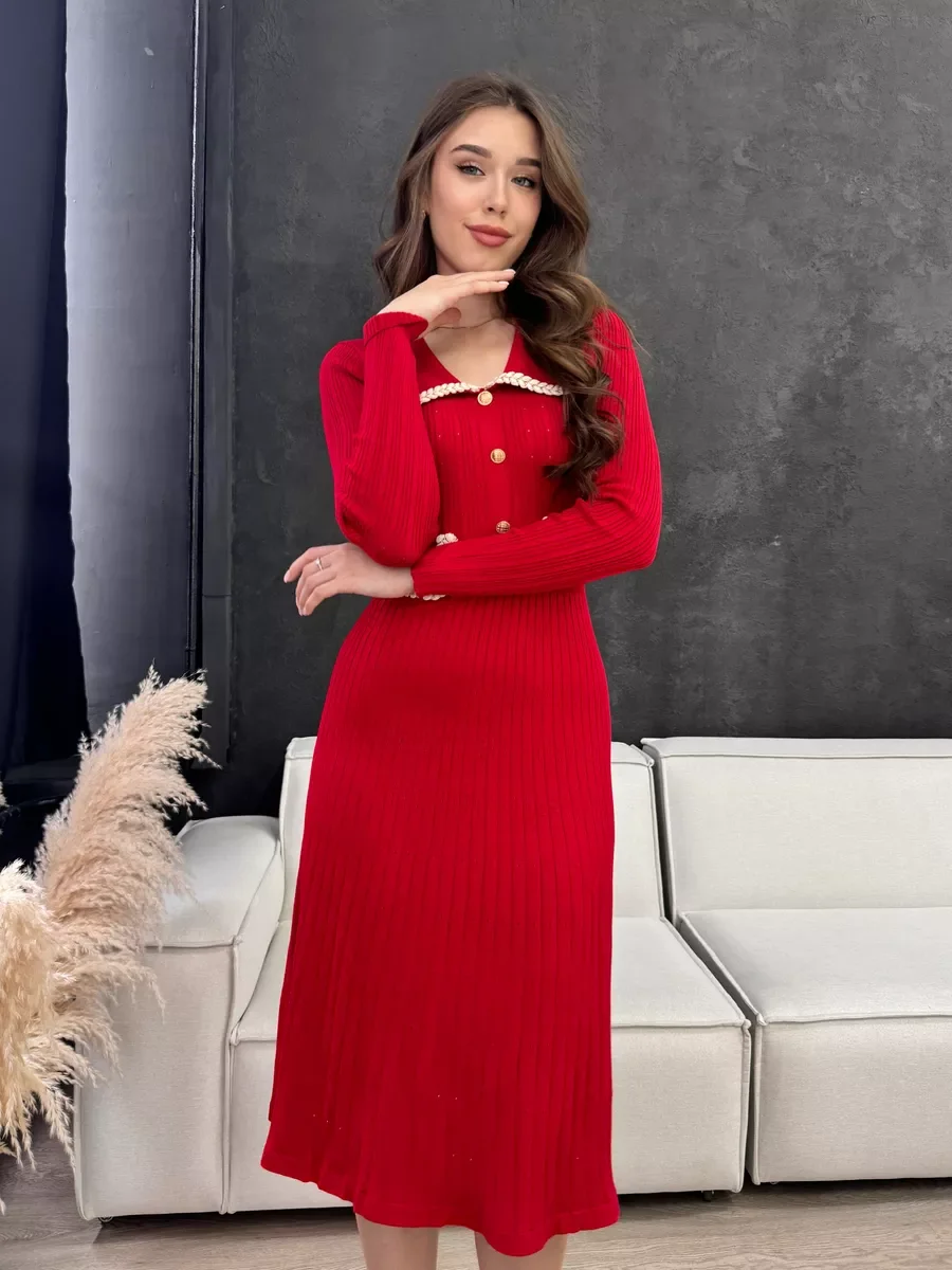 Vestido largo elegante de lujo para mujer, de punto con bolsillos, acanalado, con retazos, de cintura alta, ajustado, para fiesta y otoño.