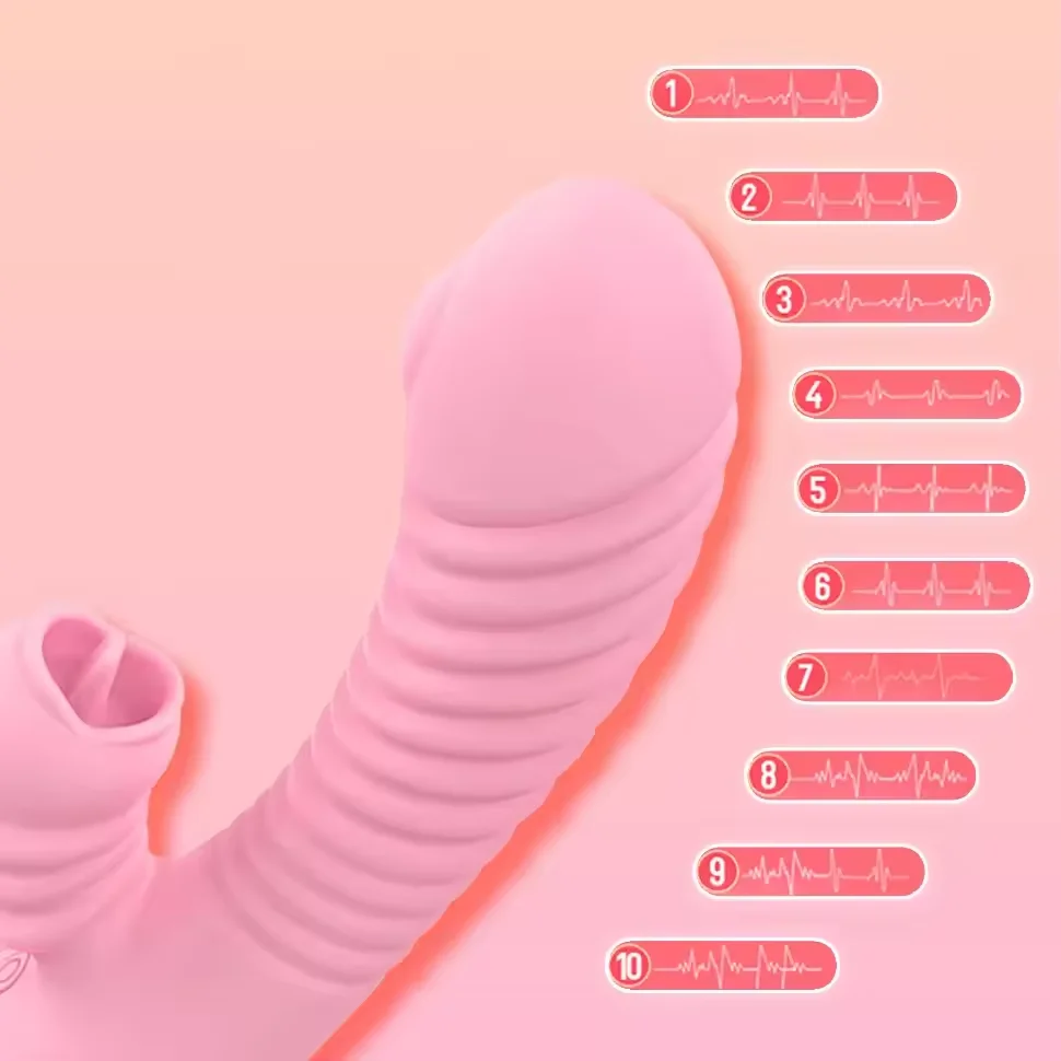 2 In 1 Dildo Wand Vibrator for Women Licking Tongue Clitoris Stimulator G Spot Powerful Vibro Female Clit Sucker Adult Sex Toys