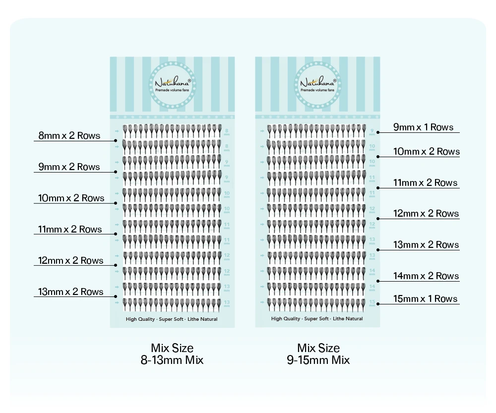 Pestañas NATUHANA Comic Spire, Curvatura C y D, Efecto Anime, Pestañas Suaves de Manga, Abanicos Preformados, Volumen Individual, Herramientas de Cosplay