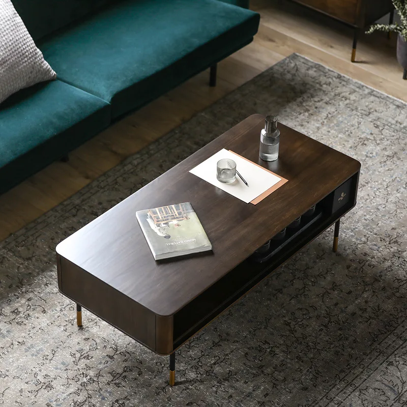

Nordic modern rectangular end table storage oak furniture