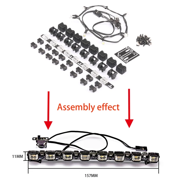 DJ 1/10 Roof Square Light Bar Light Adjustable and Rotated TRAXXAS TRX-4 TRX4 Bronco Wrangler SCX10 RC Car Upgrade Accessories