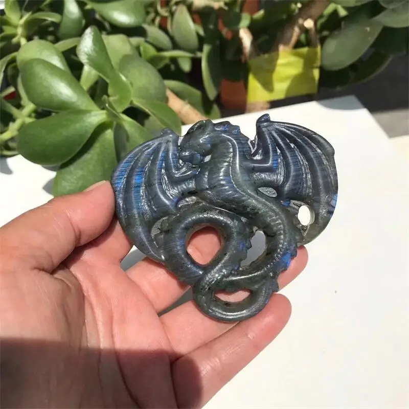 

Natural Labradorite Dragon Hand Carved High Quality Crystals Beautiful Gemstone For Home Decoration Collection 1pcs