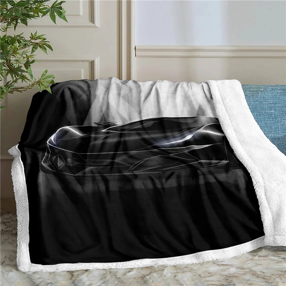 

Sports Car 3D Printing Plush Fleece Blanket Adult Fashion Quilts Home Office Washable Duvet Casual Kids Girls Sherpa Blanket