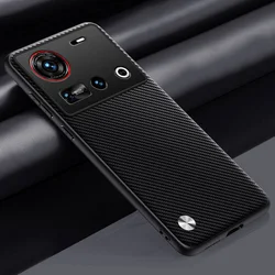 Elegant Leather Camera Protect Cover - Luxury Hard Case for ZTE nubia Z50 Ultra (Carbon fiber)