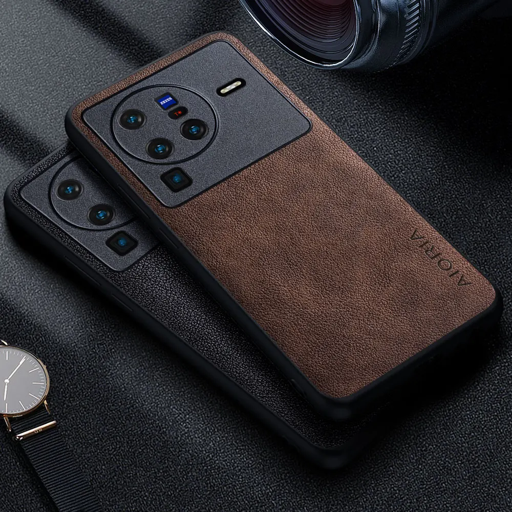 Premium Luxury Leather Business Style Solid Color Phone Case Cover
