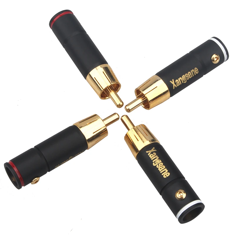 8Pcs DIY HiFi Audio Adapter 3u Gold Plated RCA Plug 6mm Pure Copper Signal Cable Connector