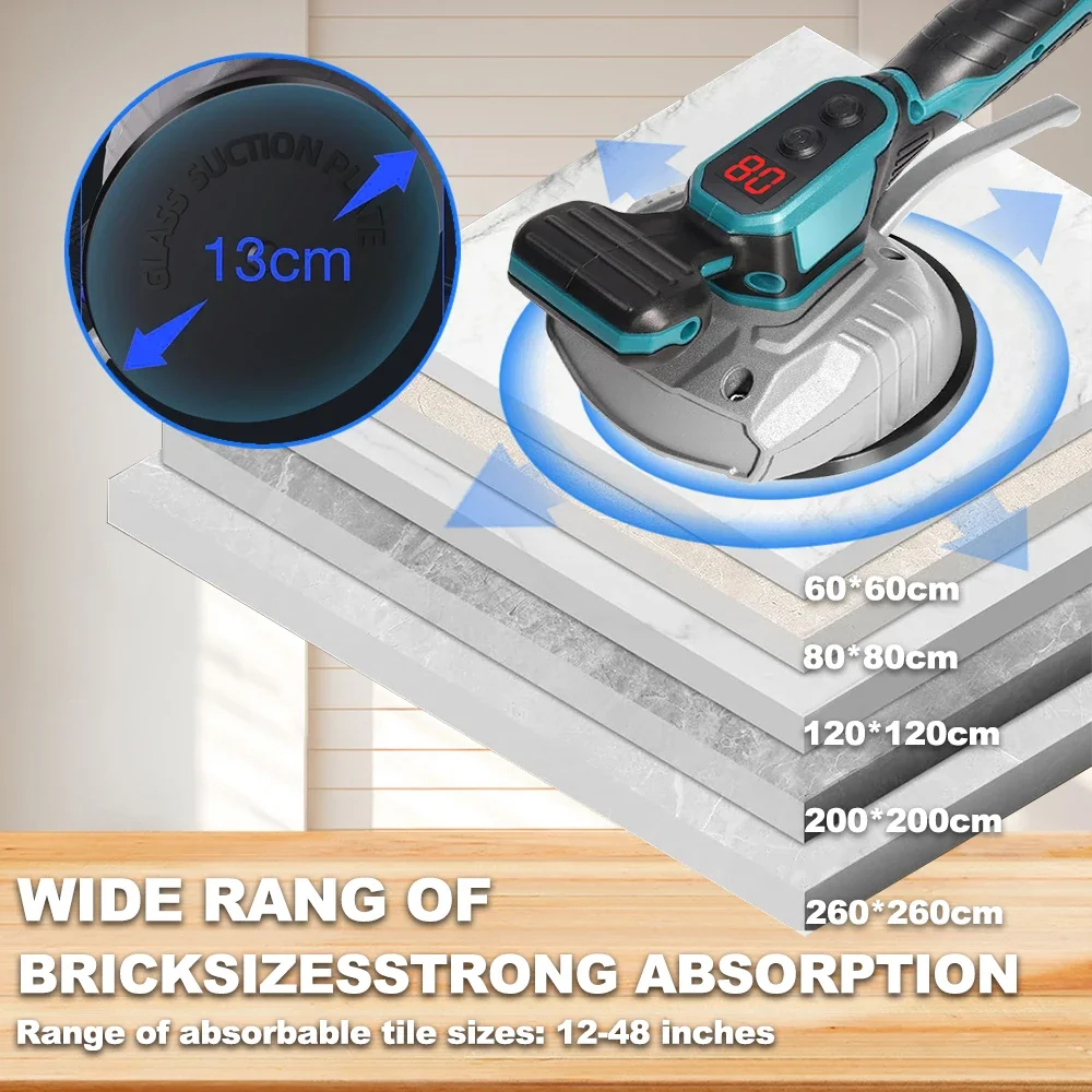 Cordless 21v Tiling Machine 8 Gear Tiles Vibrator Suction Cup Automatic Floor Leveling Power Tool Makita 18V Battery Tiling Machine