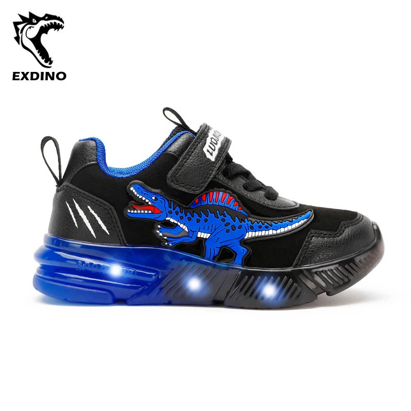 EXDINO 공룡 2-6Y 어린이 LED 라이트 업 가을 신발, 스피노사우르스,..