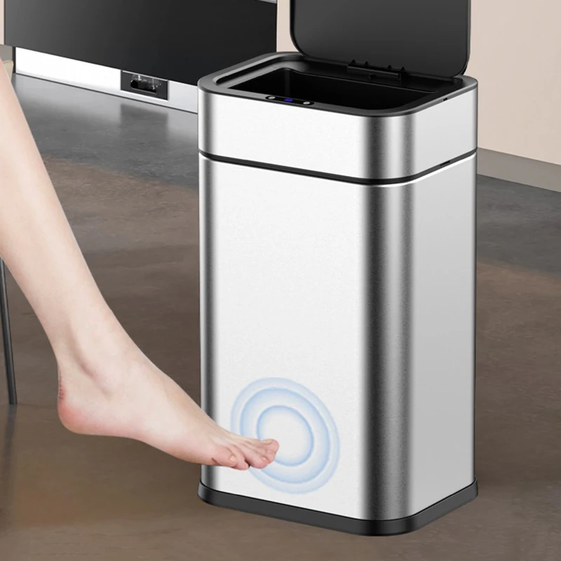 자동 센서 쓰레기통 스테인레스 스틸 쓰레기통 주방 및 가정용 대용량 쓰레기통 스마트 덤프 하우스 욕실 용품